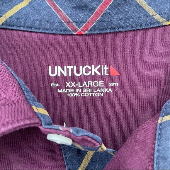 UNTUCKit Men's Maroon Burgundy Long Sleeve Polo Shirt Size XXL - Picture 4 of 7